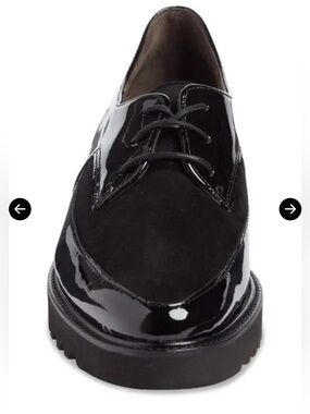 Paul Green Soho Derby leather lace-up shoes in black patent leather suede 7.5